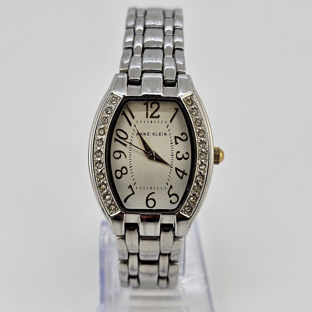 Anne Klein Women's Watch 28MM Gold Dial Gray Bracelet Band 7" New Battery